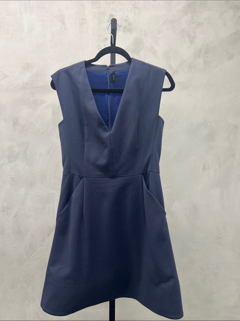 Sleeveless V-Neck Navy Dress